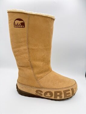 Sorel Suka Suede Leather Winter Boots Pull On Brown Waterproof  Sherpa Fleece 6